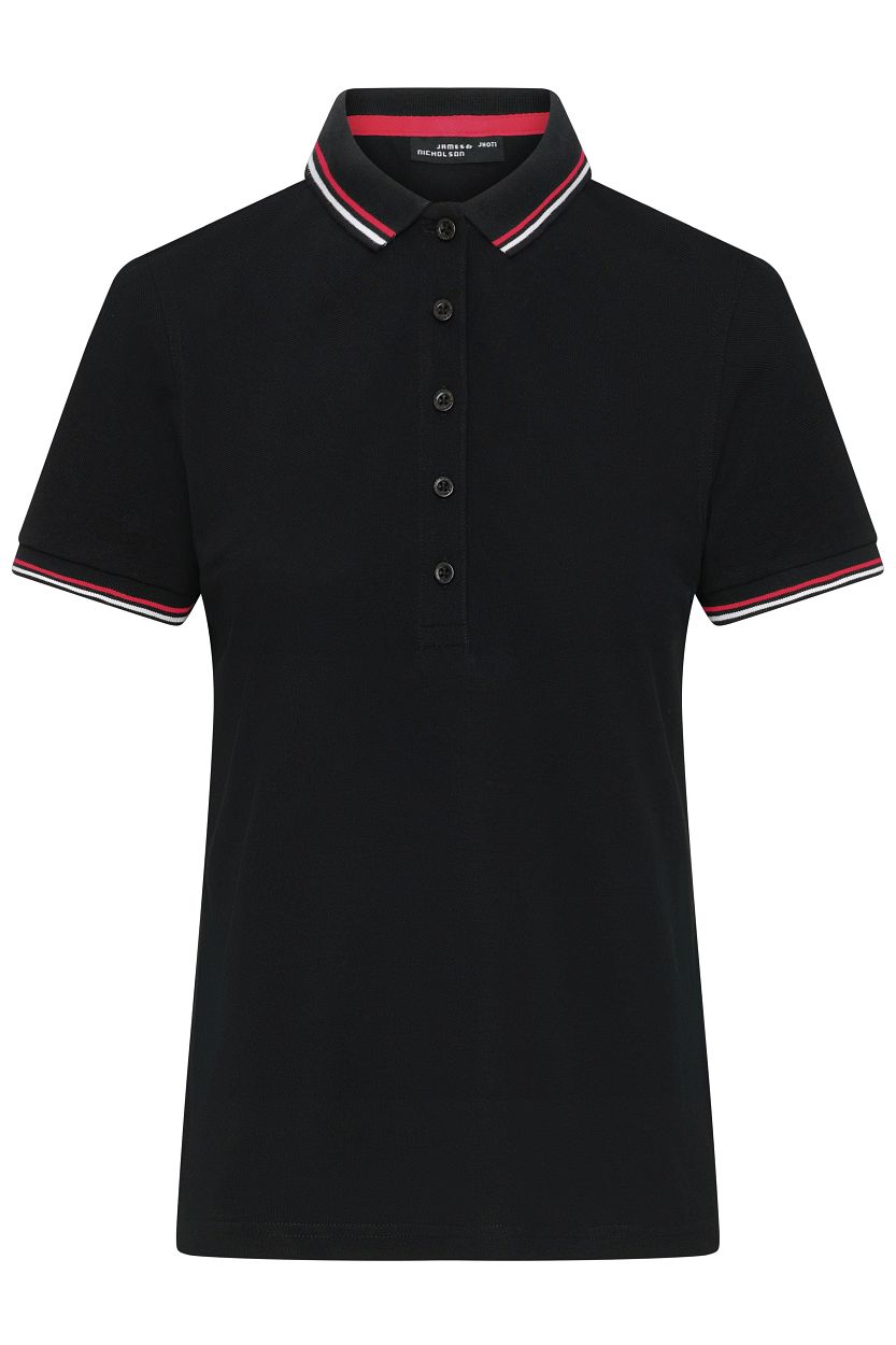 Ladies' Polo "JN1305" in Black/White/Red, Größe 2XL - Daiber