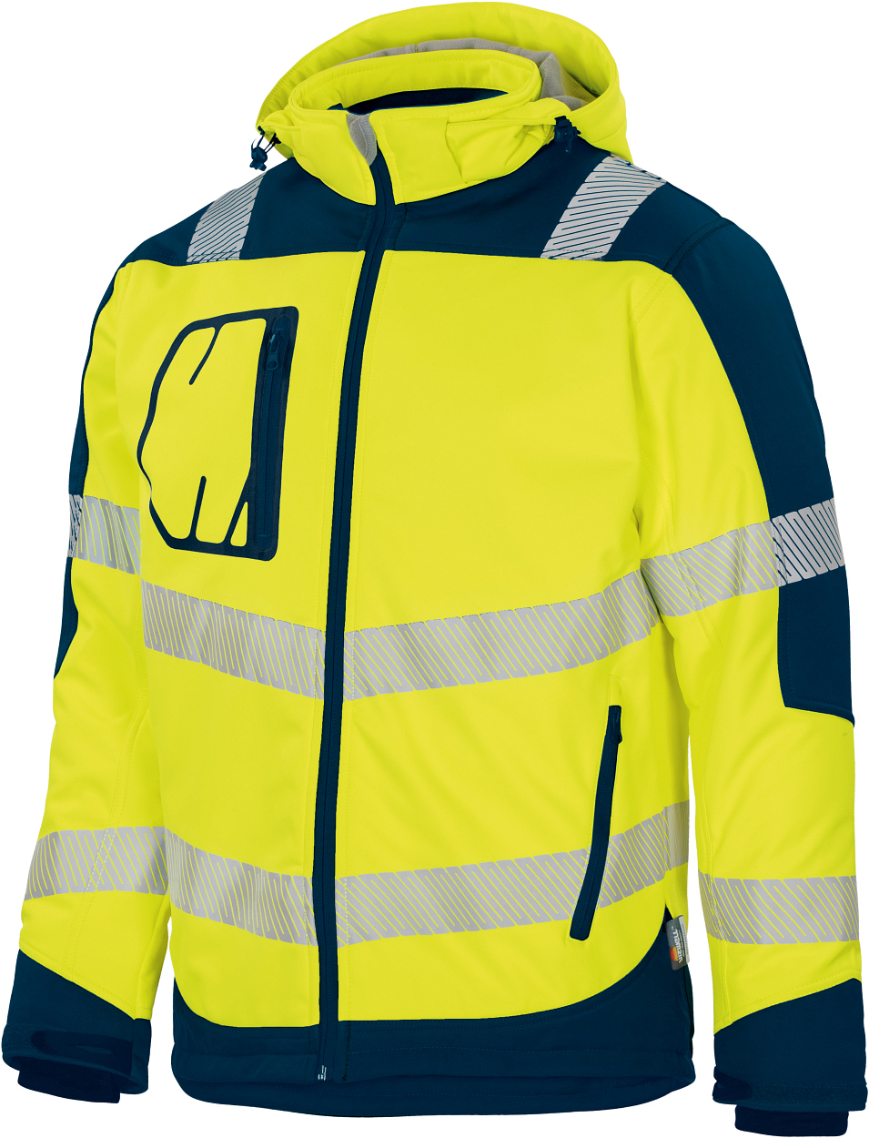 Winter-Kontrast-Softshelljacke leuchtgelb-marine in Gr. XXL von Vizwell