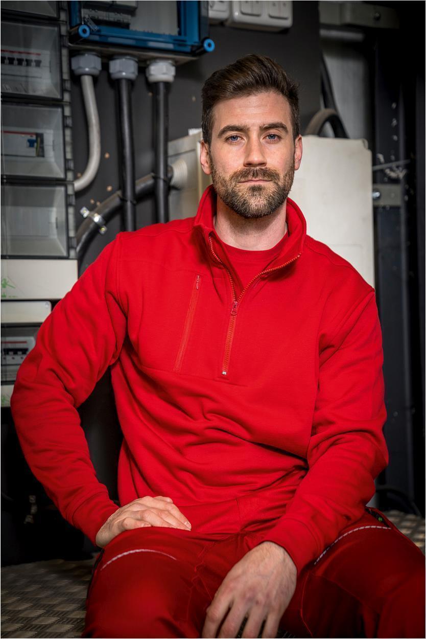 Zip-Sweater Paul FLEXR02 Flex Line in Rot, Gr. 2XL von Leibwächter