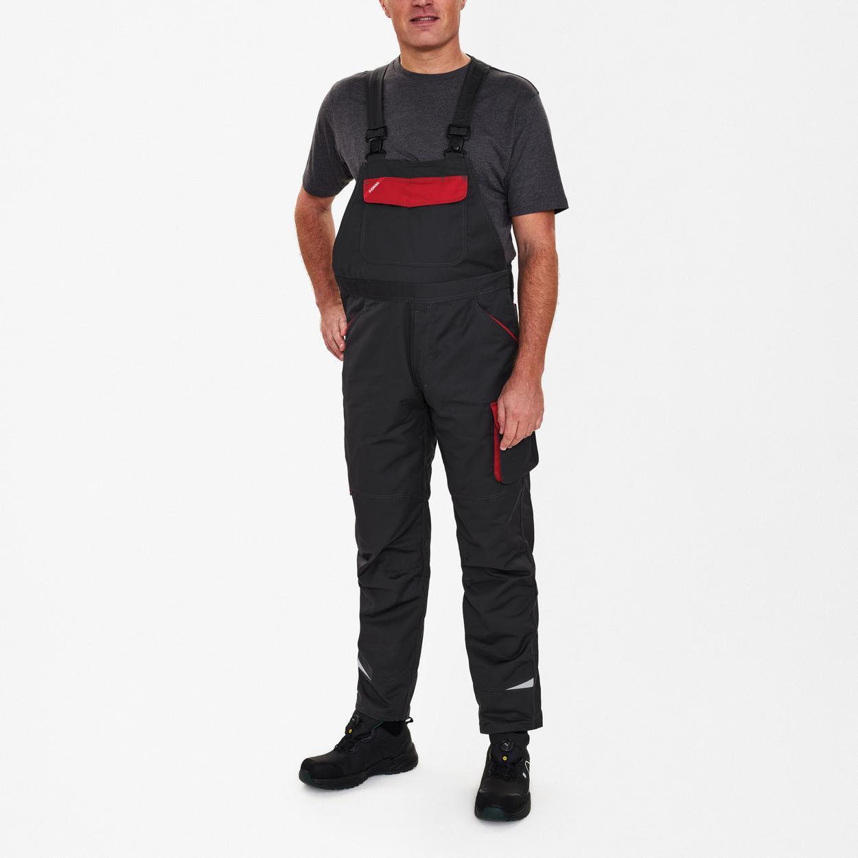 ENGEL Galaxy Light Latzhose in Anthrazit Grau/Tomato Red, Größe 58