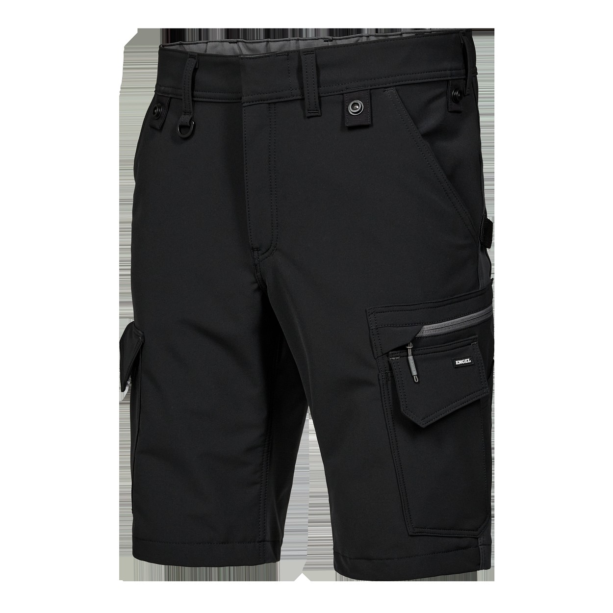 ENGEL Entire Arbeitsshorts mit 4-Wege-Stretch in Schwarz/Anthrazit Grau, Größe 54