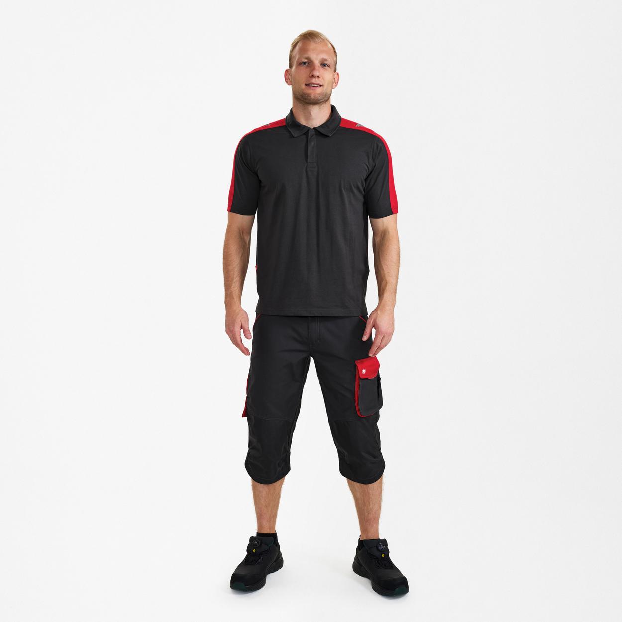 ENGEL Galaxy Poloshirt in Anthrazit Grau/Tomato Red, Größe XS