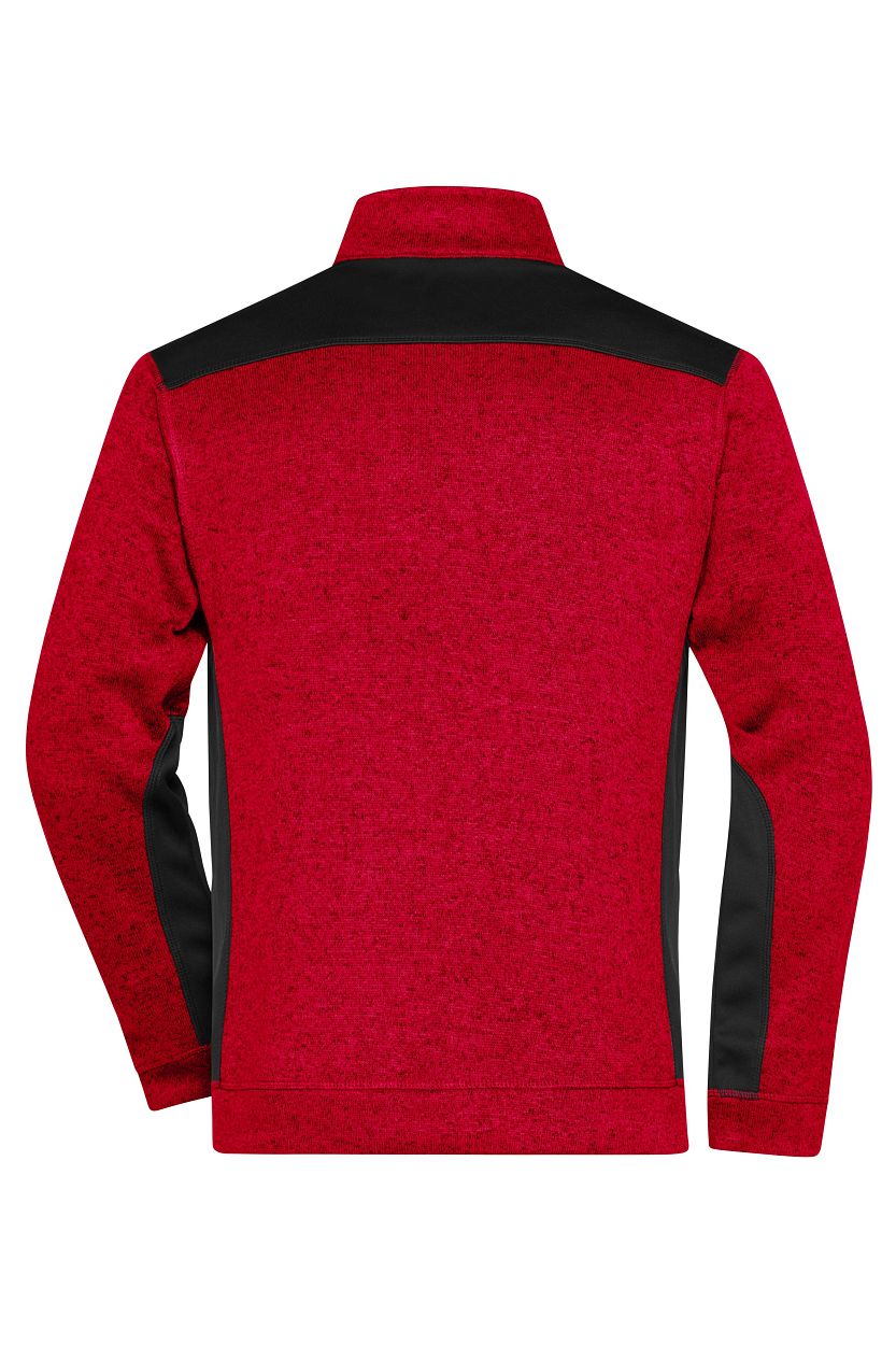 Men's Knitted Workwear Fleece Half-Zip - STRONG - "JN864" in Red-Melange/Black, Größe 6XL - Daiber