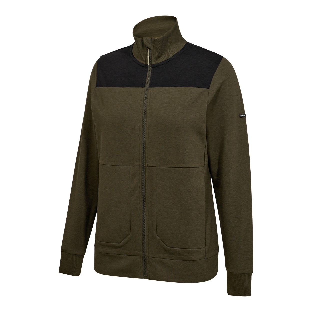 ENGEL Entire Damen Sweatcardigan mit Kragen in Forest Green/Schwarz, Größe XS