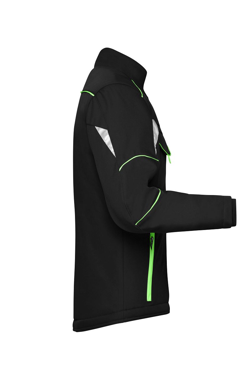 Workwear Softshell Padded Jacket - COLOR - "JN853" in Black/Lime-Green, Größe 6XL - Daiber