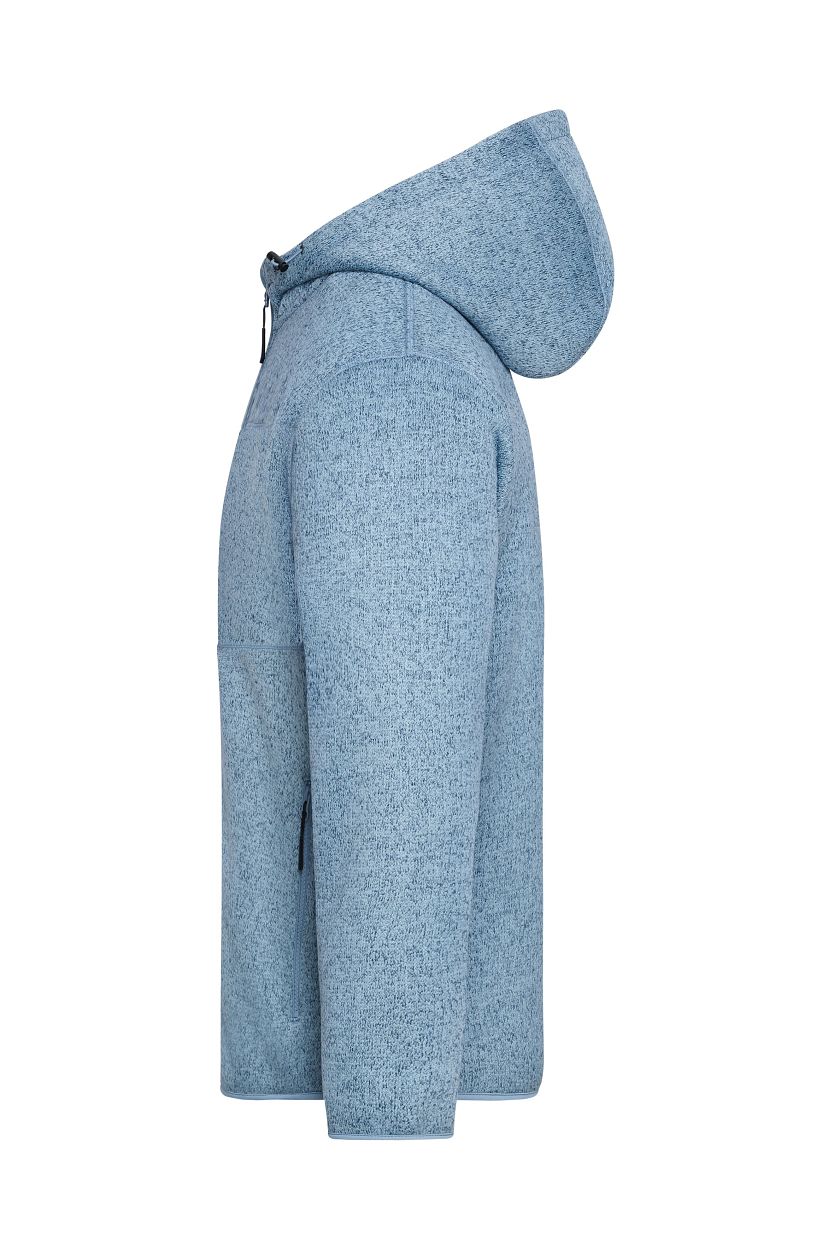 Workwear Knitted Fleece Jacket "JN1874" in Steel-Blue-Melange/Nature, Größe 4XL - Daiber
