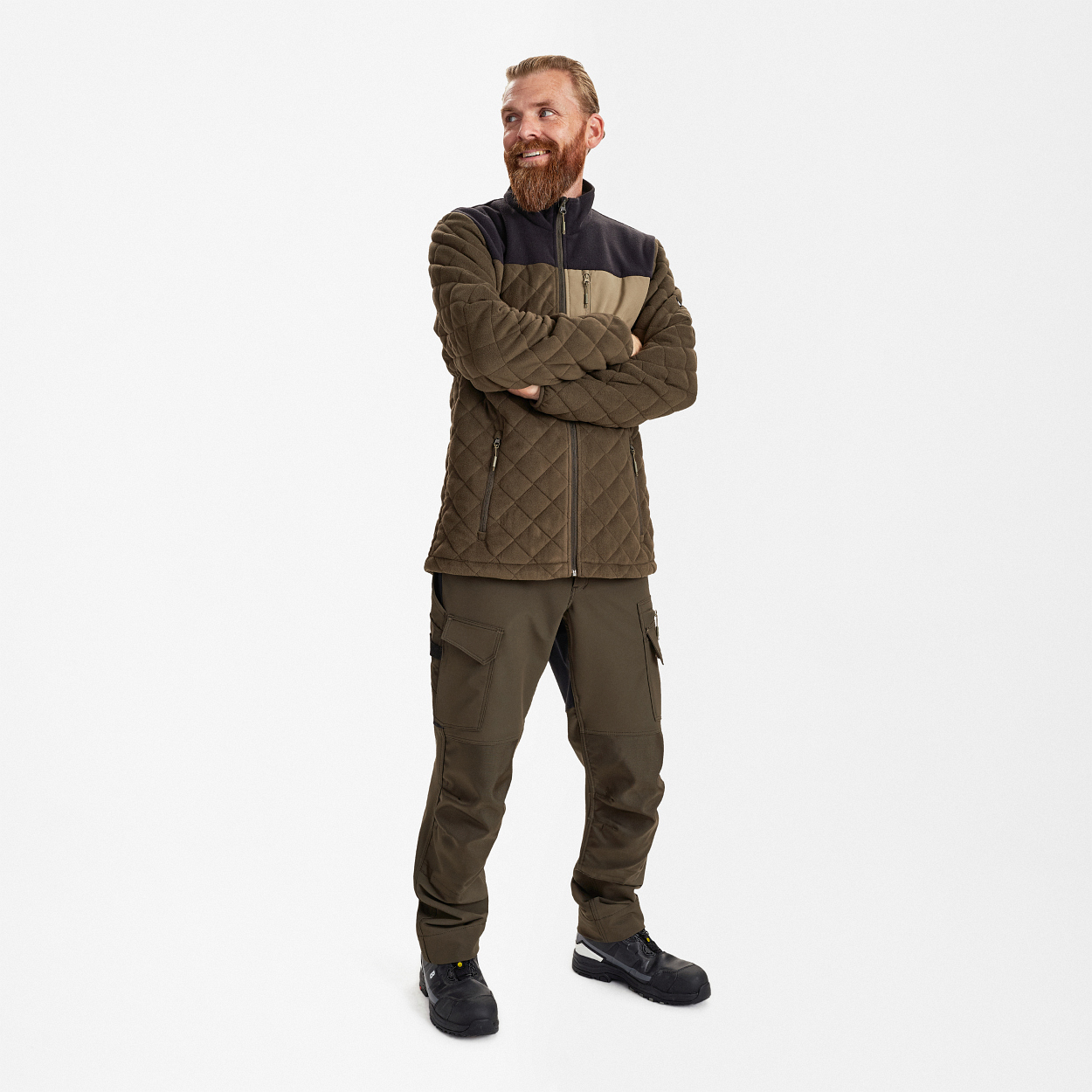 ENGEL Entire Gestepptes-Fleecejacke in Forest Green/Schwarz, Größe XS