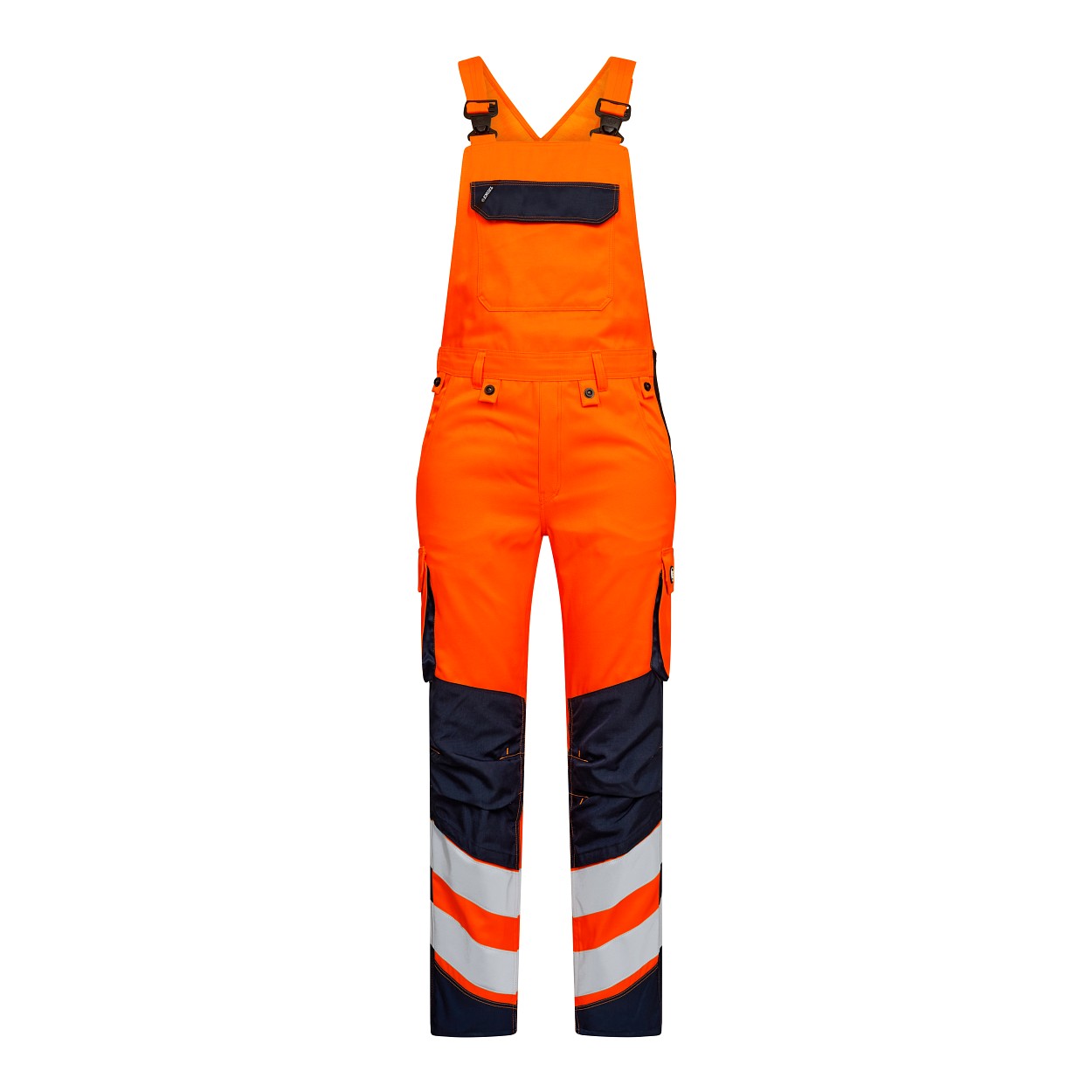 ENGEL Safety Light Latzhose in Orange/Blue ink, Größe 106