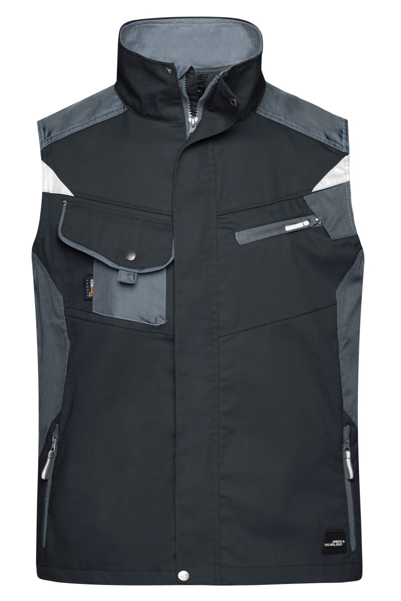 JN822 Workwear Weste - STRONG - in Black / Carbon, Größe 6XL von James & Nicholson JN822 Workwear Weste - STRONG - in Black / Carbon, Größe 6XL von James & Nicholson