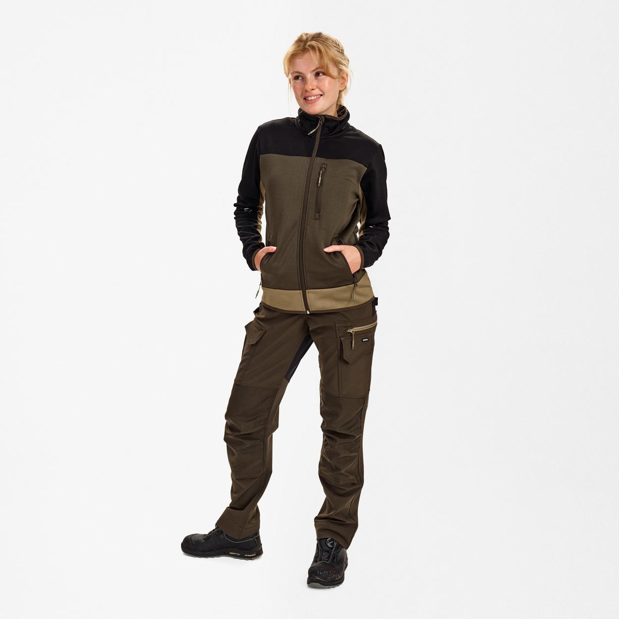 ENGEL Entire Damen Midlayer-Cardigan in Forest Green/Schwarz, Größe XS