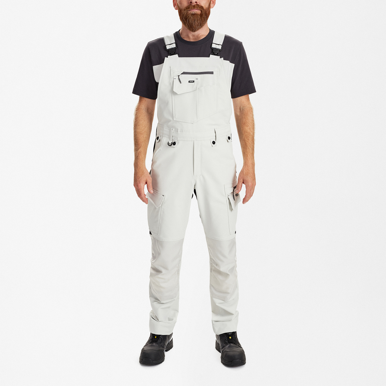 ENGEL Entire Latzhose mit 4-Wege-Stretch in Bone White / Anthracite Grey, Größe 26