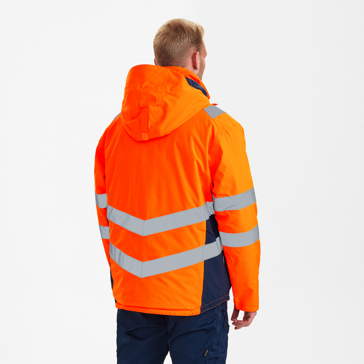 ENGEL Safety Winterjacke in Orange/Blue ink, Größe XS