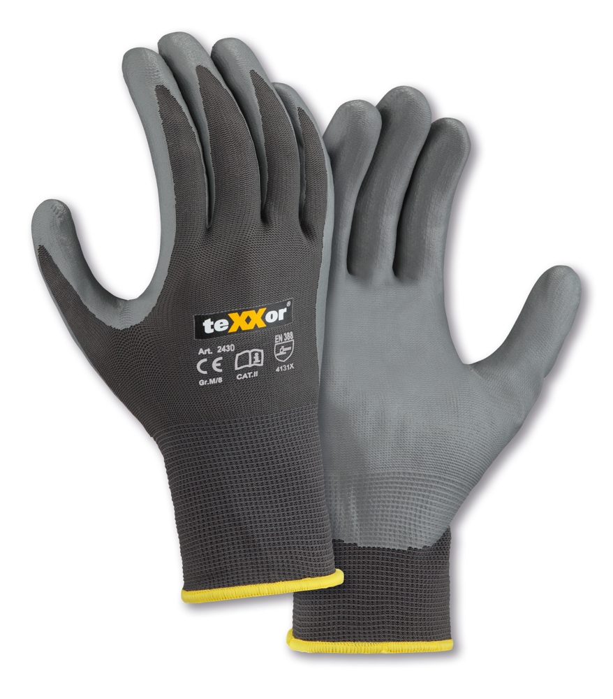 teXXor® Polyester-Handschuhe NITRIL BESCHICHTET in Grau, Größe 11