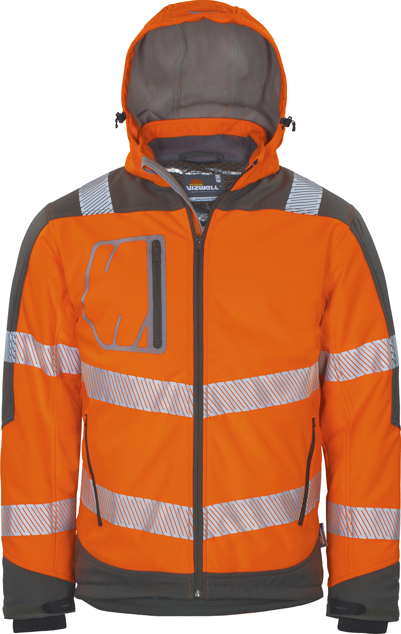 Winter-Kontrast-Softshelljacke leuchtorange-grau in Gr. XXL von Vizwell