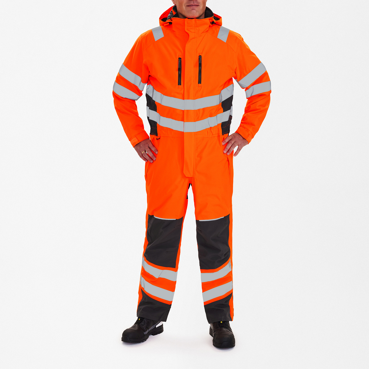 ENGEL Safety Winteroverall in Orange/Anthrazit Grau, Größe XS