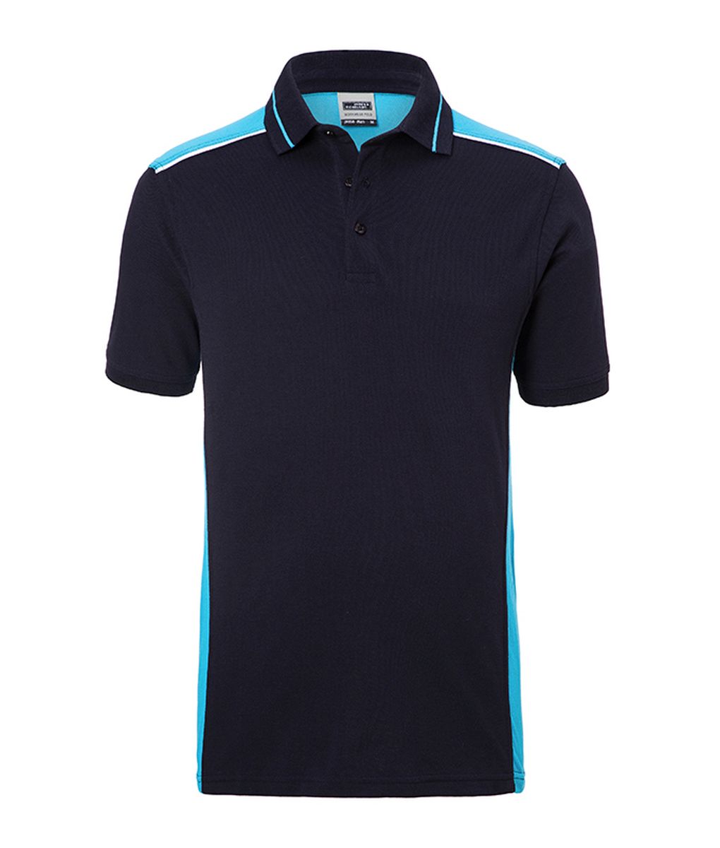 JN858 Herren Workwear Polo - COLOR - in Navy / Turquoise, Größe 5XL von James & Nicholson