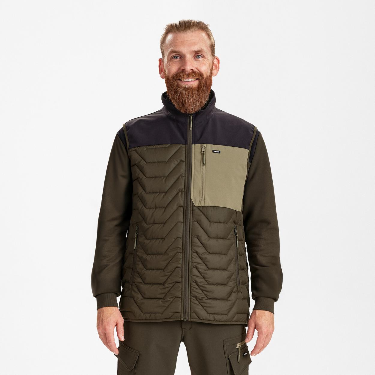 ENGEL Entire Steppweste in Forest Green/Schwarz, Größe 2XL