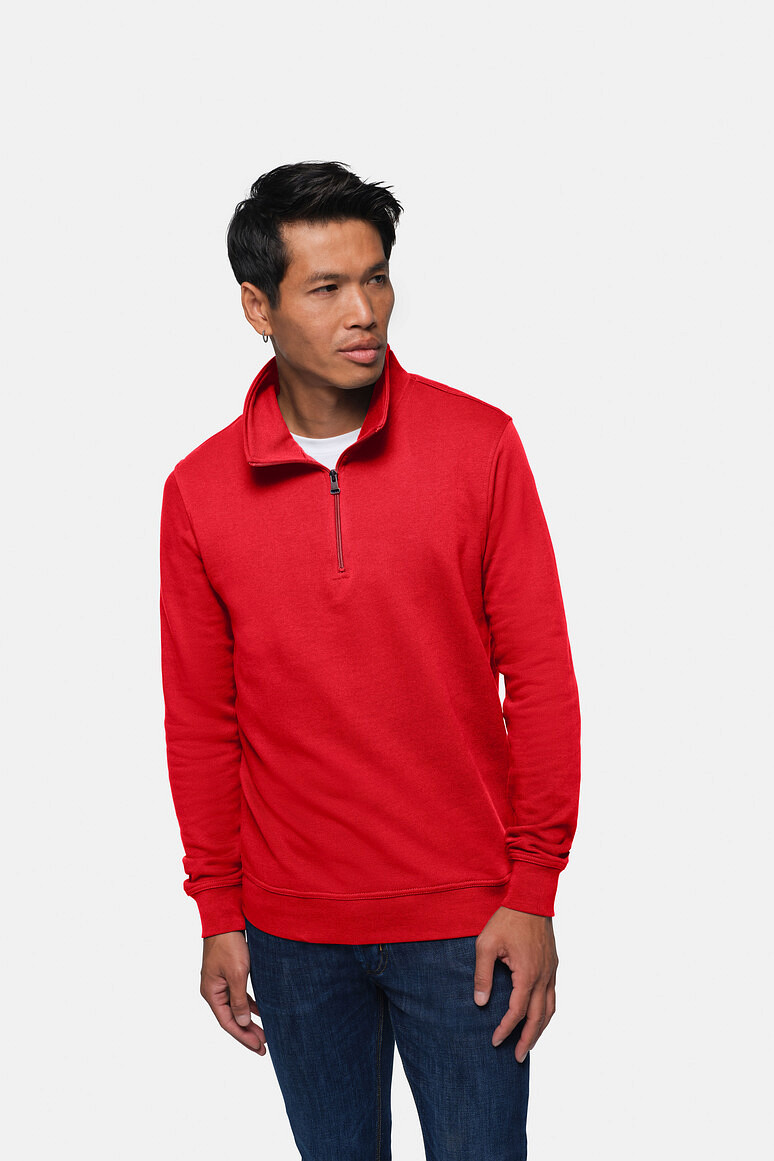 HAKRO 451 Zip-Sweatshirt Premium in rot, Größe 2XS