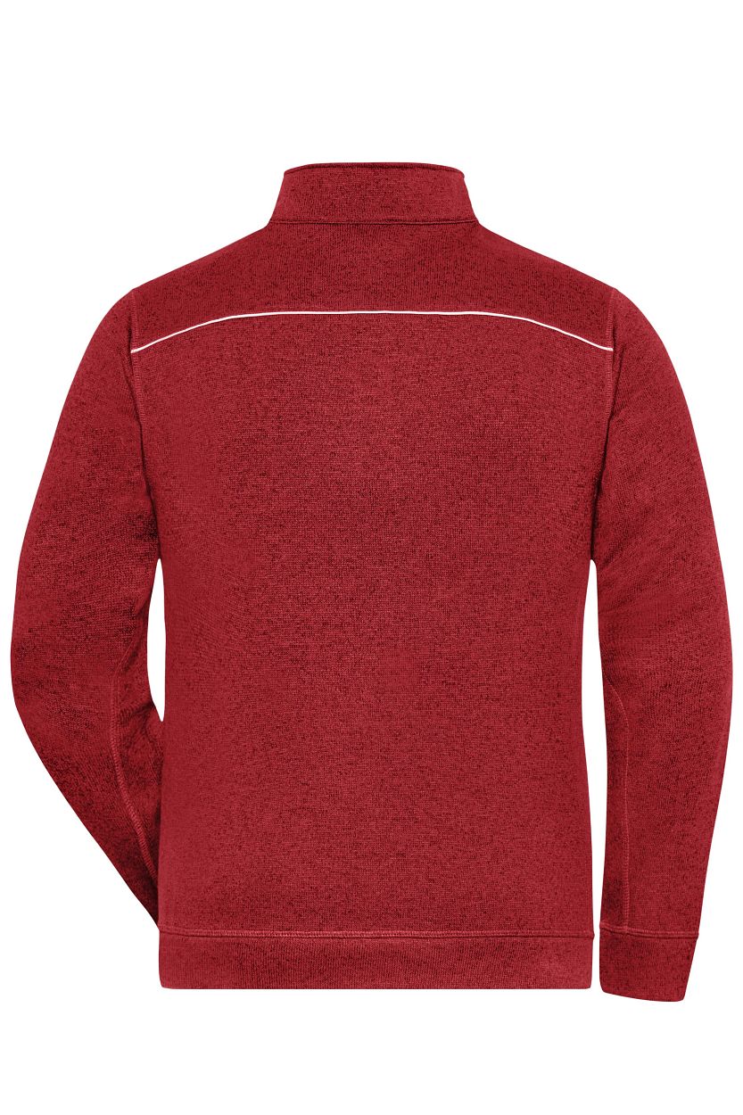 Men's Knitted Workwear Fleece Jacket - SOLID - "JN898" in Red-Melange/Black, Größe 6XL - Daiber