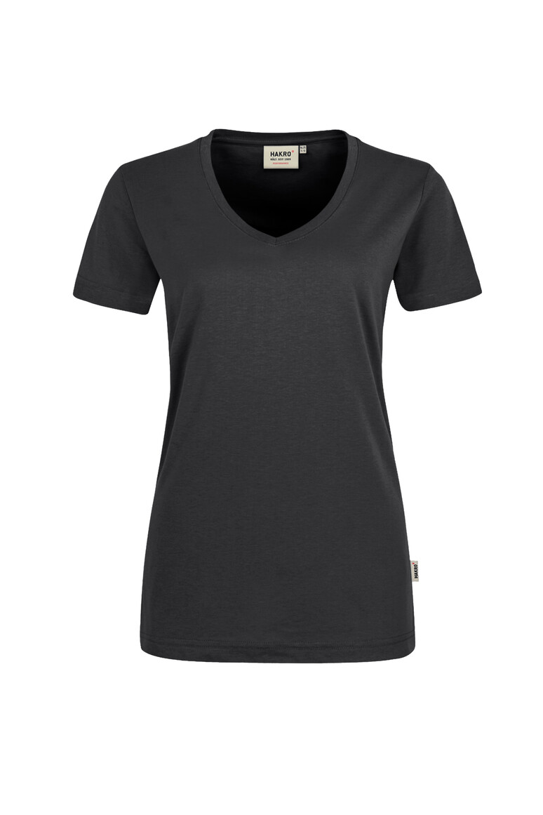 HAKRO 181 Damen V-Shirt MIKRALINAR® in Karbongrau, Größe 6XL