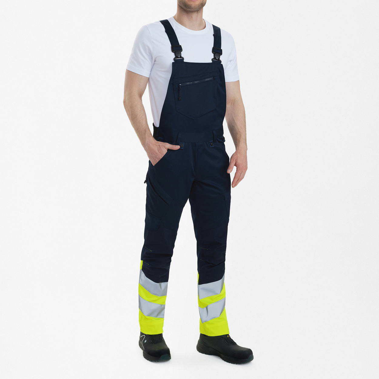 ENGEL Safety Latzhose in Blue Ink/Gelb, Größe 26