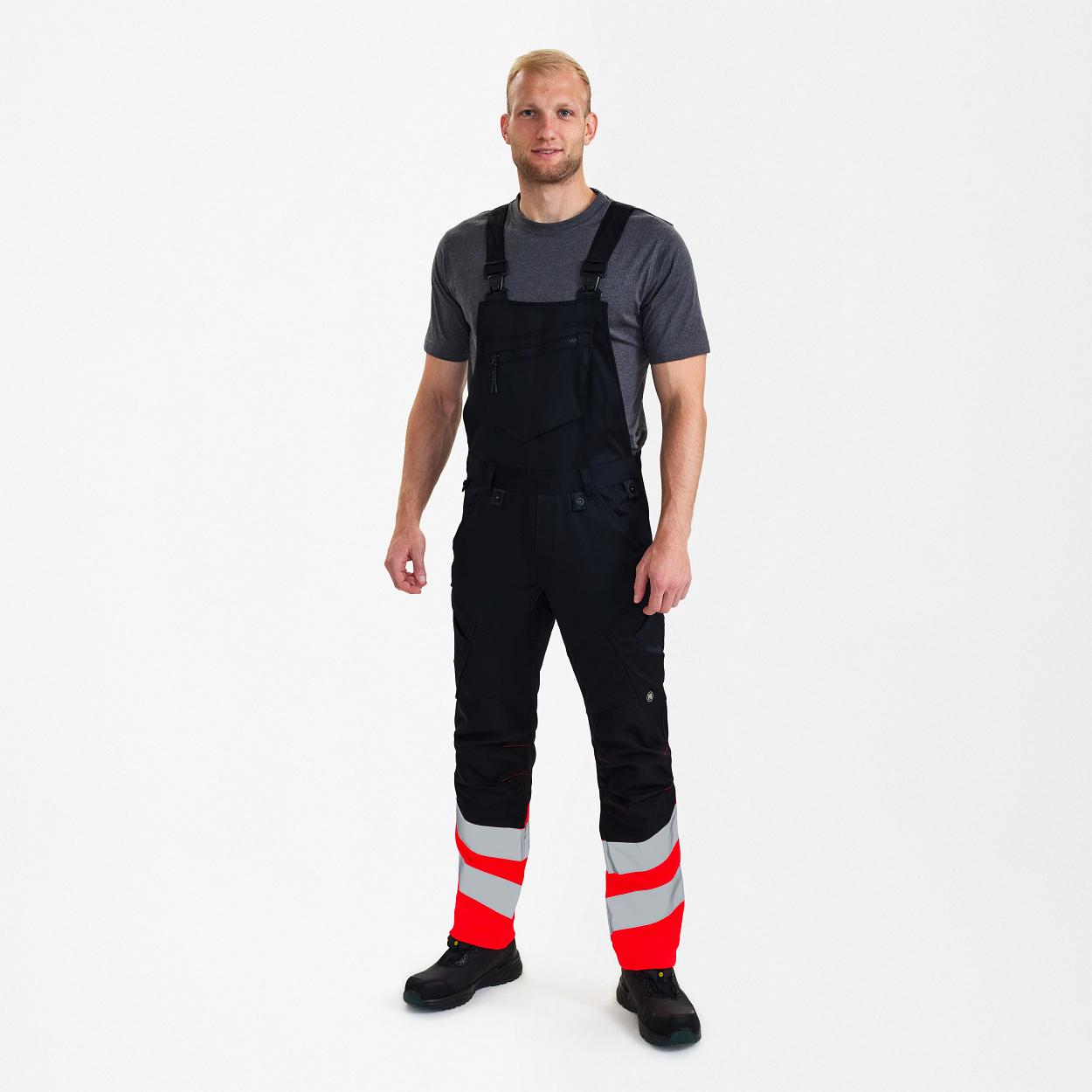 ENGEL Safety Latzhose mit 2-Wege-Stretch in Schwarz/Rot, Größe 26