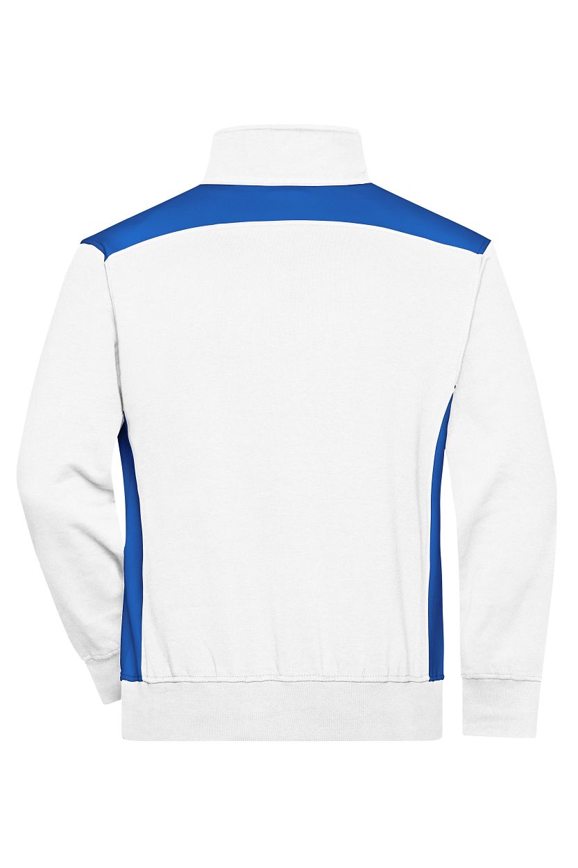 Workwear Half-Zip Sweat - COLOR - "JN868" in White/Royal, Größe 6XL - Daiber