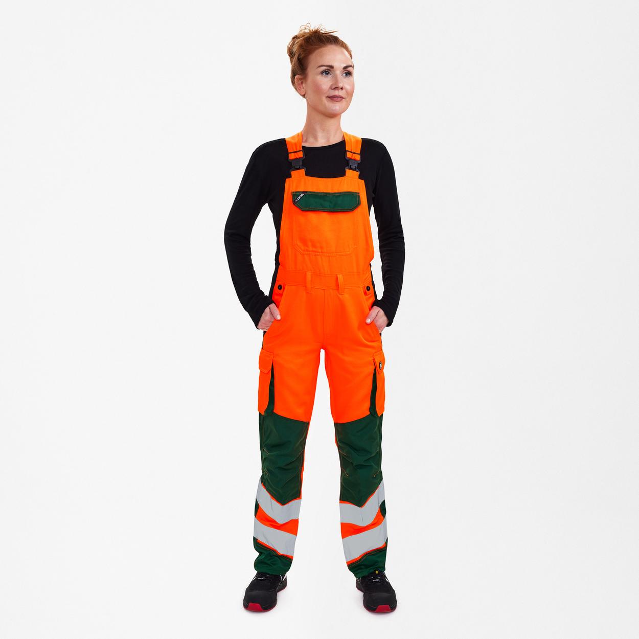 ENGEL Safety Light Damen Latzhose in Orange/Grün, Größe 48