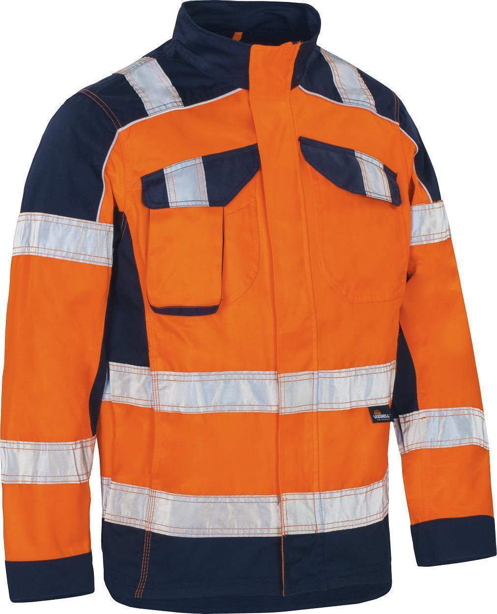 Warnschutz-Kontrast-Jacke leuchtorange-marine in Gr. XXL von Vizwell