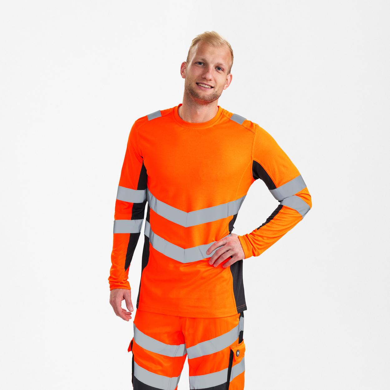 ENGEL Safety Langarm-Shirt in Orange/Anthrazit Grau, Größe XS