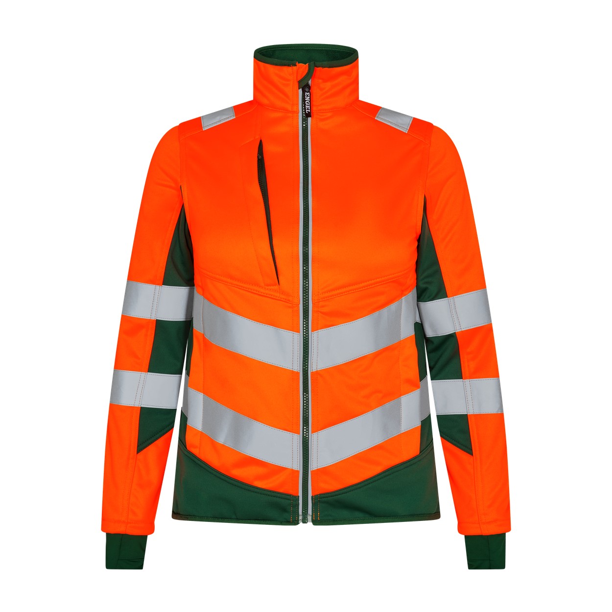 ENGEL Safety Damen Softshelljacke in Orange/Grün, Größe XS