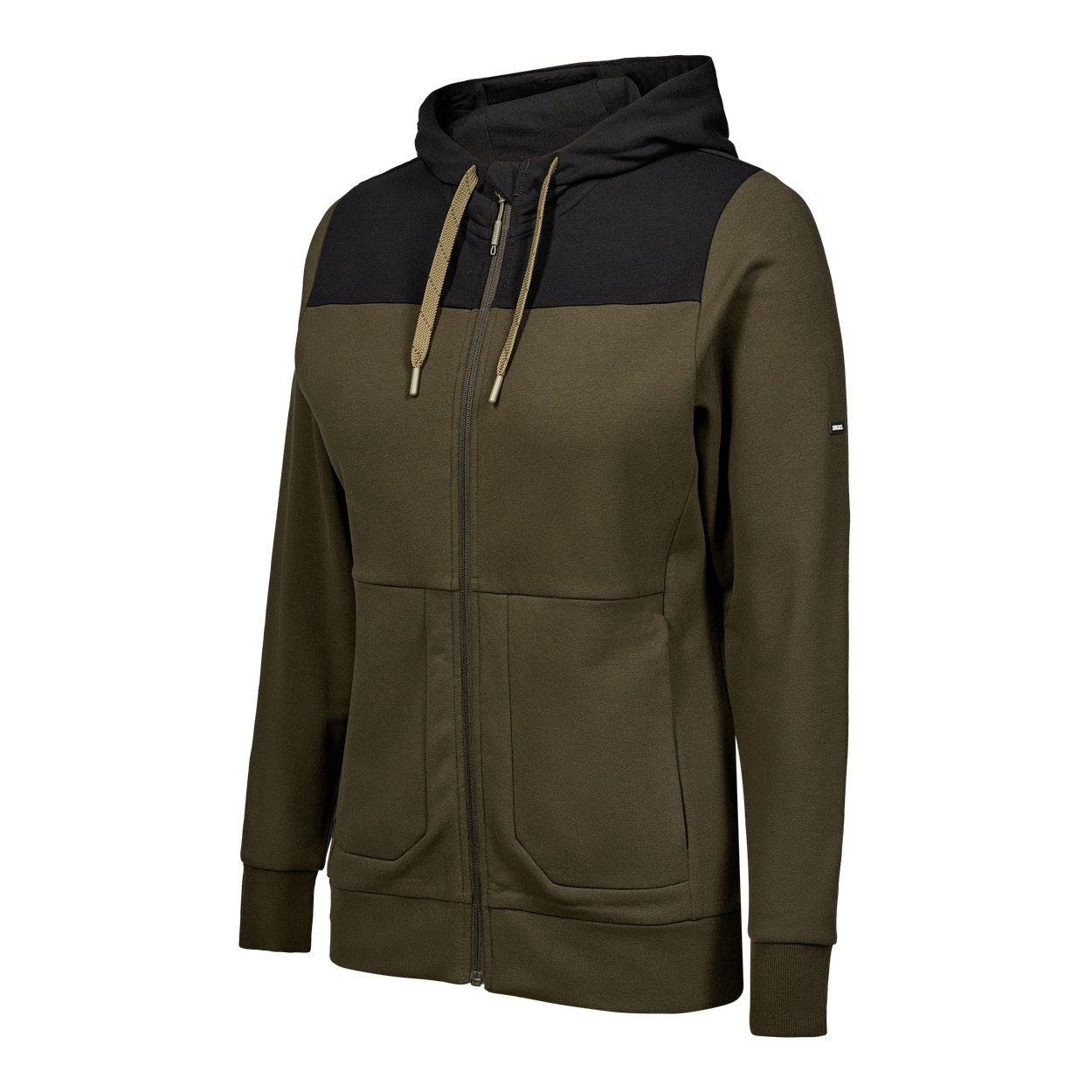 ENGEL Entire Damen Sweatcardigan mit Kapuze in Forest Green/Schwarz, Größe XS