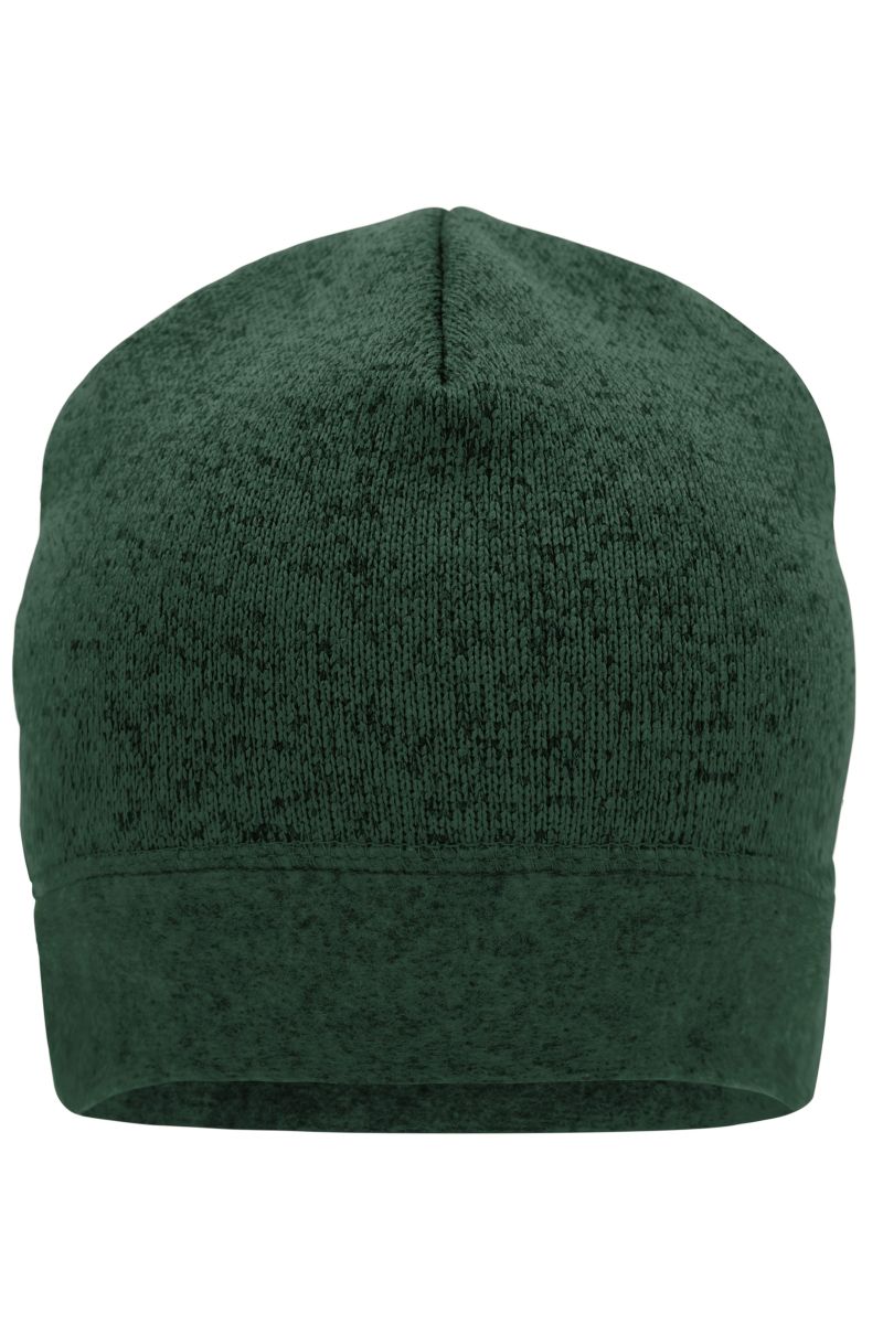 Knitted Fleece Workwear Beanie - STRONG - in Dark-Green-Melange / Black, Größe one size von myrtle beach