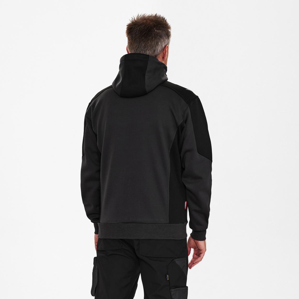 ENGEL Galaxy Sweatcardigan mit Kapuze in Anthrazitgrau/Schwarz, Größe 2XL