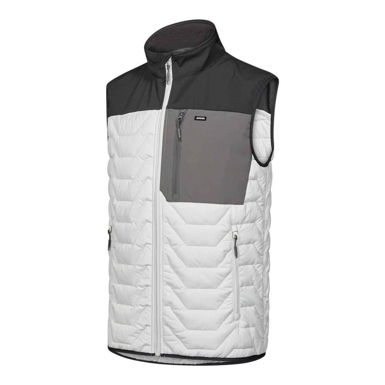 ENGEL Entire Steppweste in Bone White / Anthracite Grey, Größe XS
