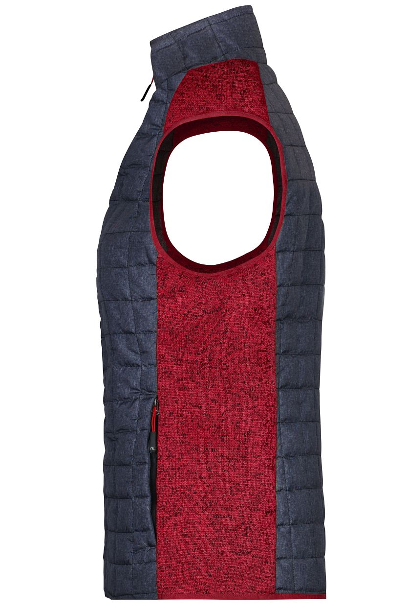 Ladies' Knitted Hybrid Vest "JN739" in Red-Melange/Anthracite-Melange, Größe 2XL - Daiber