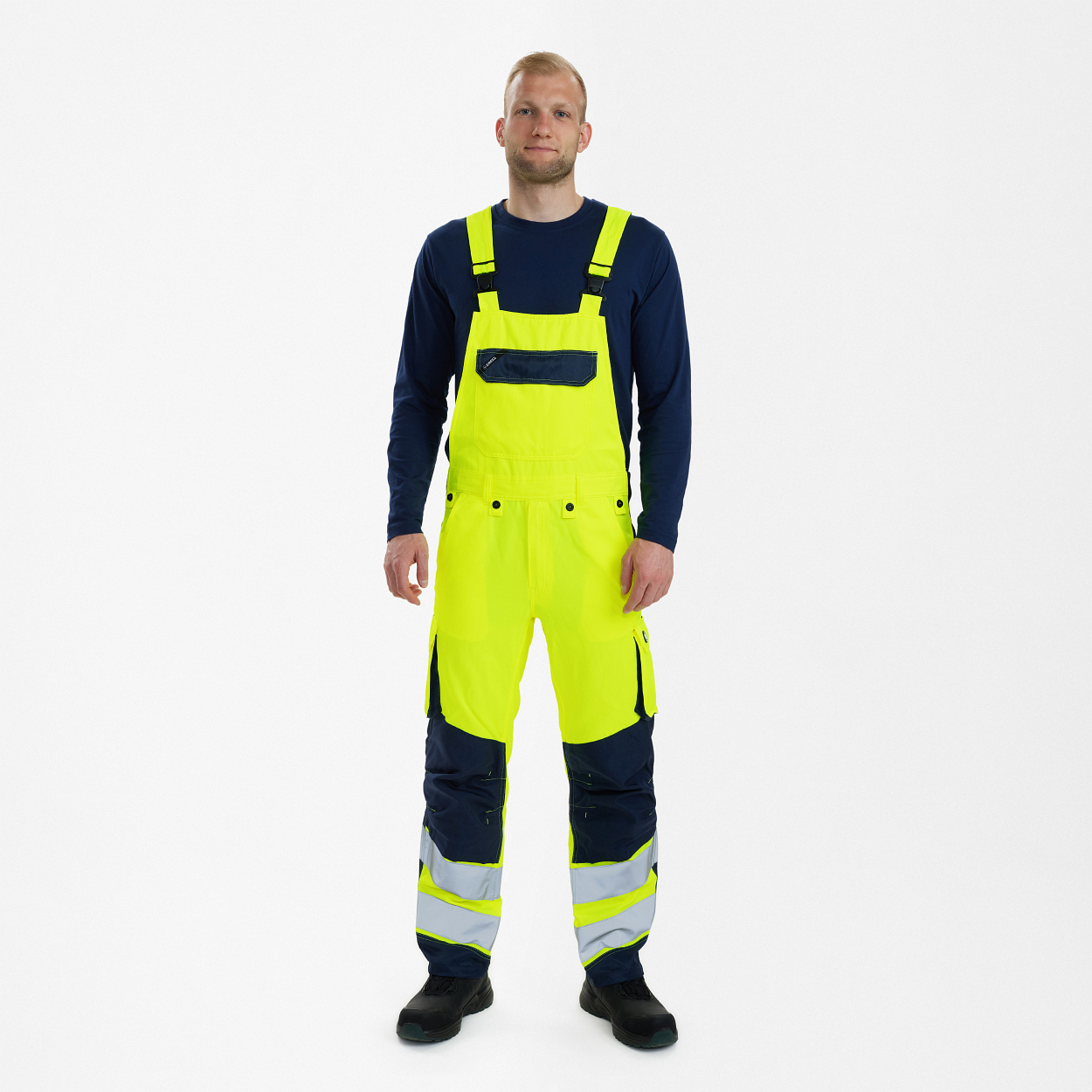 ENGEL Safety Light Latzhose in Gelb/Blue Ink, Größe 106