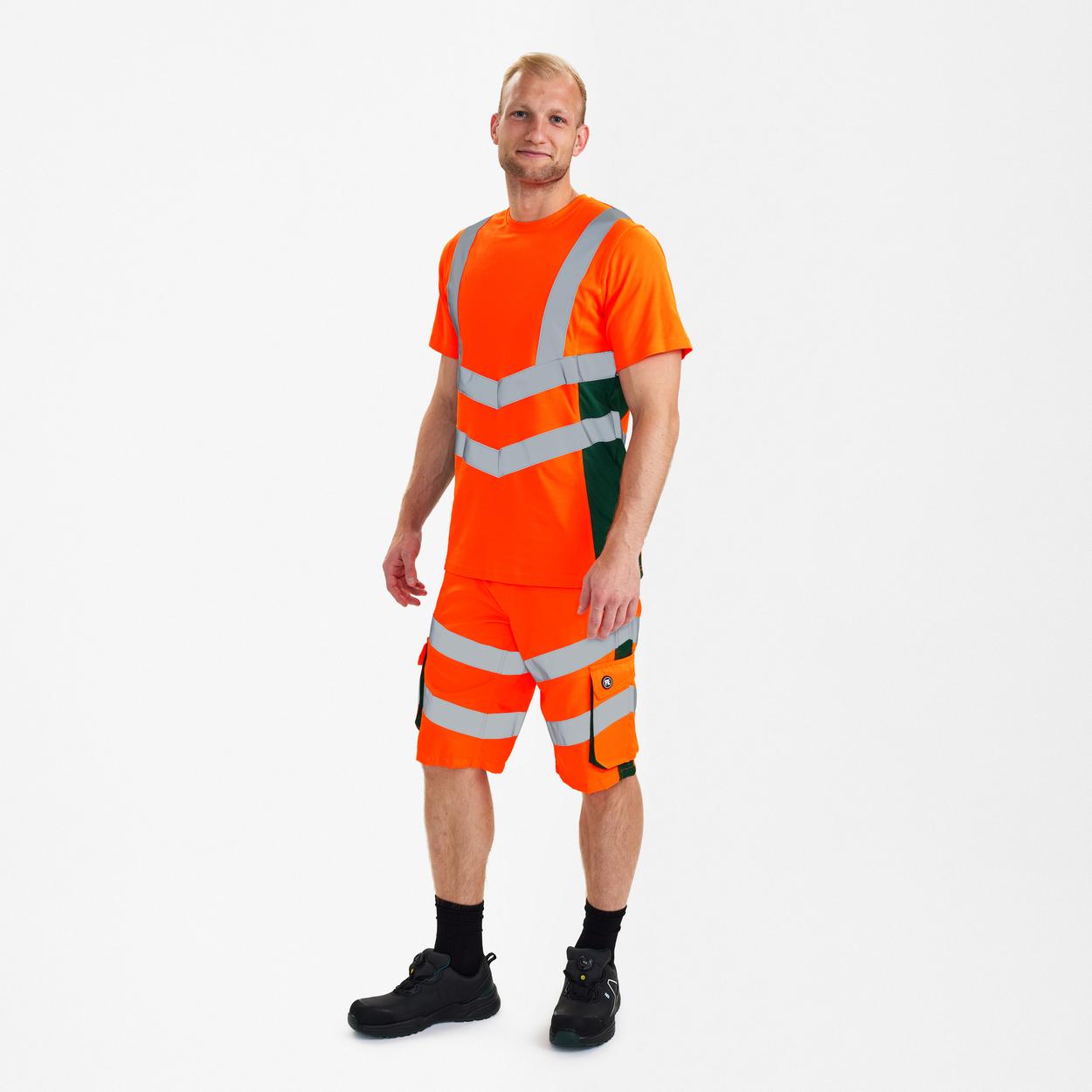 ENGEL Safety T-Shirt in Orange/Grün, Größe XS