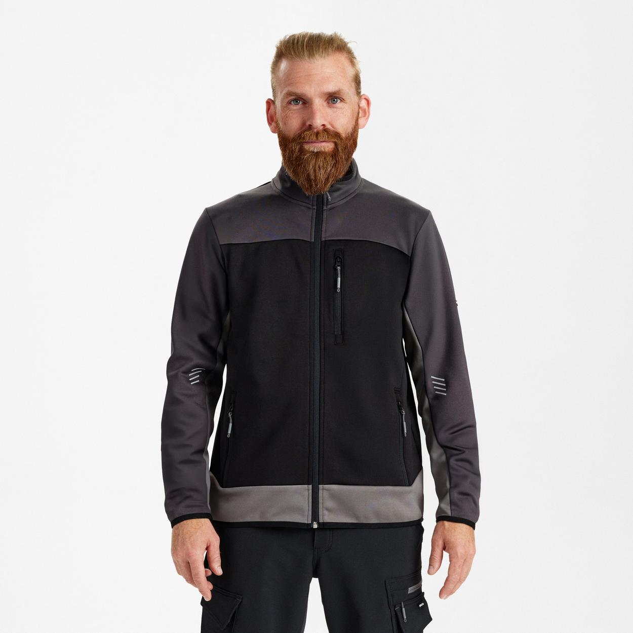 ENGEL Entire Midlayer-Cardigan in Schwarz/Anthrazit Grau, Größe XS