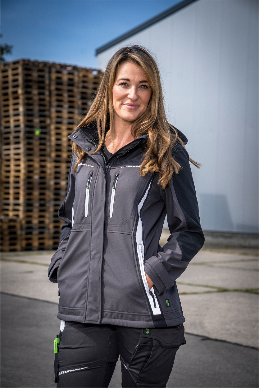 Damen Softshelljacke Flex Line Grau/Schwarz FLXDS, Gr. 34 von Leibwächter Damen Softshelljacke Flex Line Grau/Schwarz FLXDS, Gr. 52 von Leibwächter