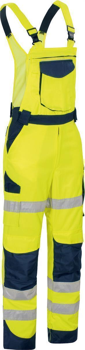 Warnschutz-Kontrast-Latzhose leuchtgelb-marine in Gr. 98 von Vizwell