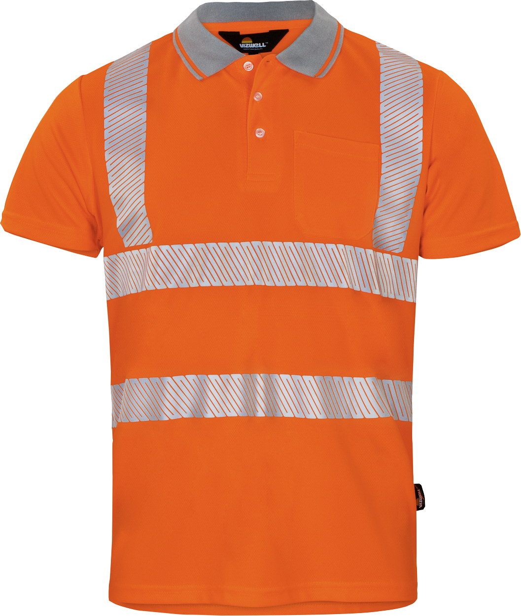 Warnschutz-Poloshirt leuchtorange in Gr. XXL von Vizwell