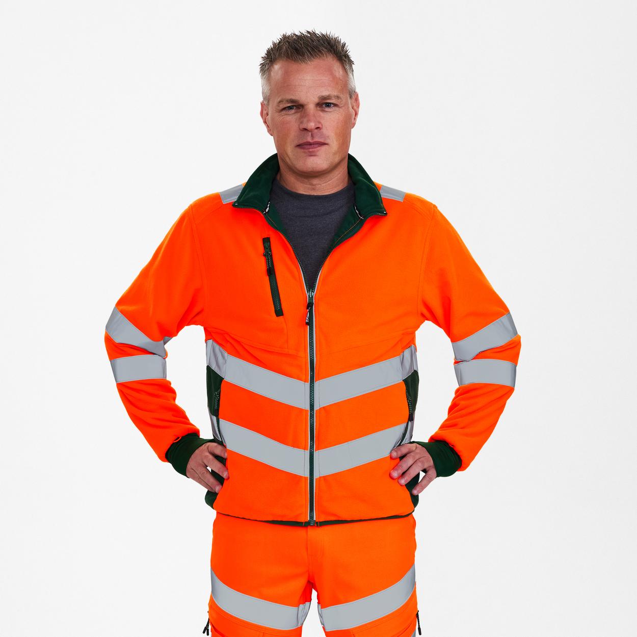 ENGEL Safety Fleecejacke in Orange/Grün, Größe XS