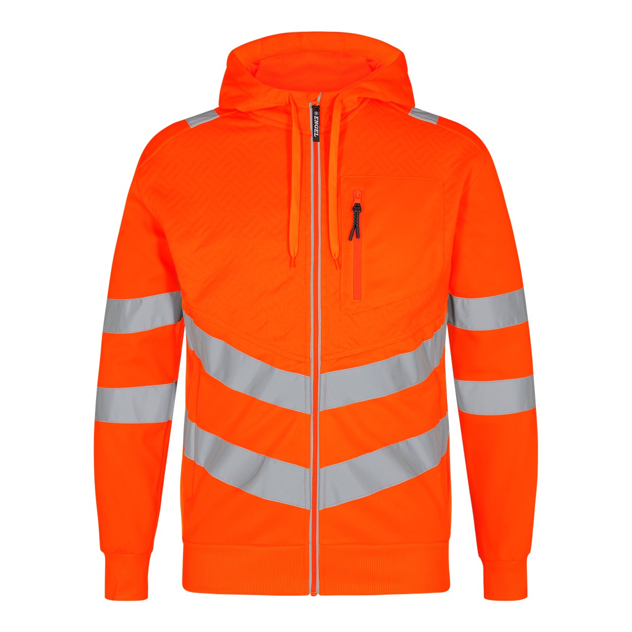 ENGEL Safety Sweatcardigan in Hi-vis Orange, Größe XS