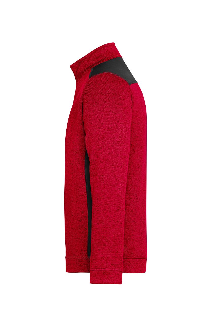 Men's Knitted Workwear Fleece Half-Zip - STRONG - "JN864" in Red-Melange/Black, Größe 6XL - Daiber