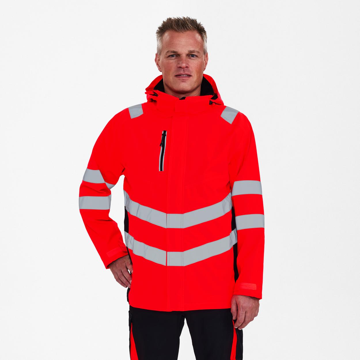 ENGEL Safety Shellparka in Rot/Schwarz, Größe XS