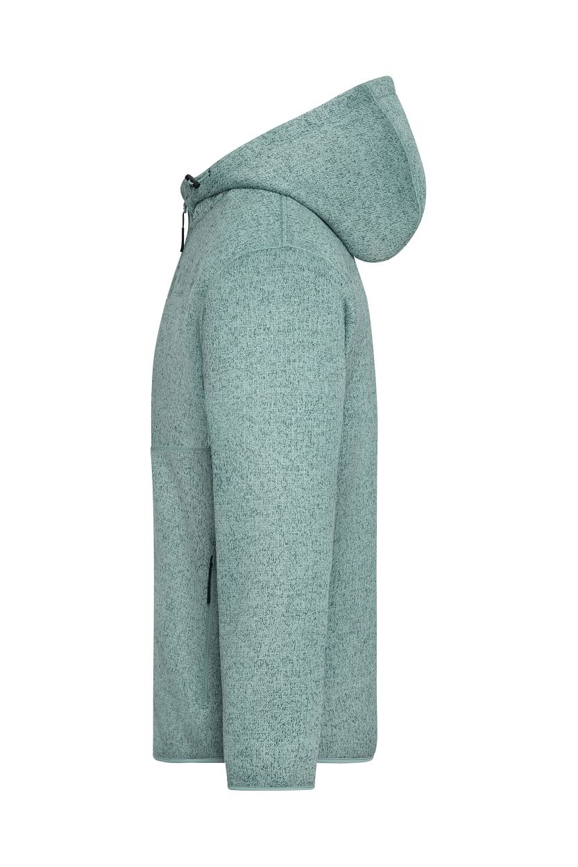Workwear Knitted Fleece Jacket "JN1874" in Foggy-Green-Melange/Nature, Größe 4XL - Daiber