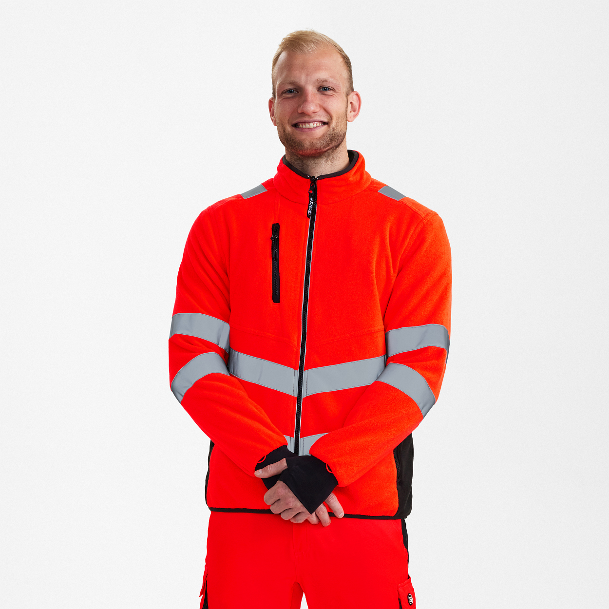 ENGEL Safety Fleecejacke in Rot/Schwarz, Größe XS