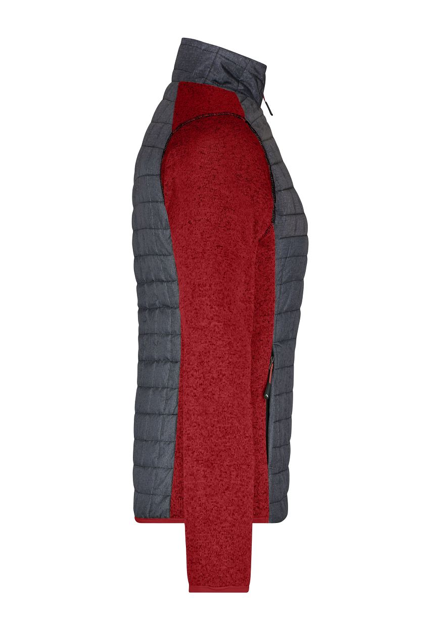 Ladies' Knitted Hybrid Jacket "JN741" in Red-Melange/Anthracite-Melange, Größe 2XL - Daiber