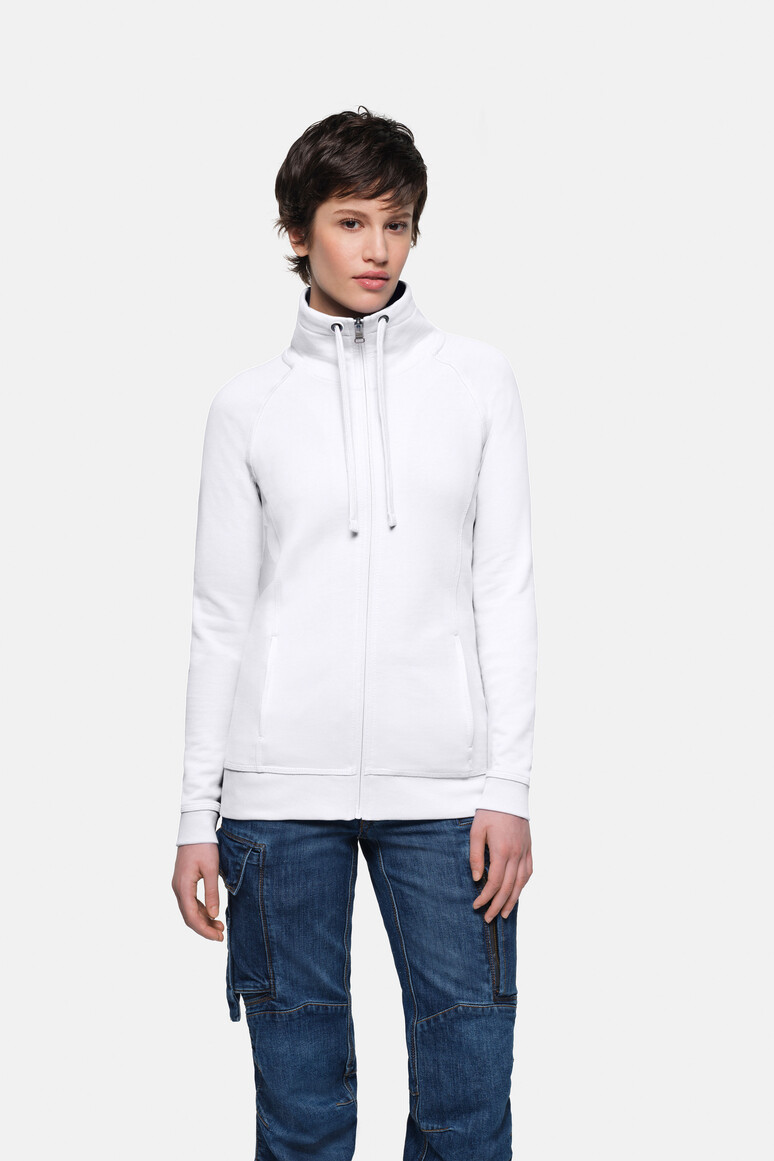 HAKRO 406 Damen Sweatjacke College in Weiß, Größe 3XL